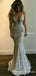 Gorgeous Deep V-Neck Spaghetti Straps Sleeveless Mermaid Long Prom Dresses,PDY0212