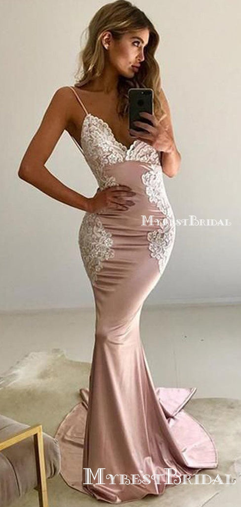 Mermaid Spaghetti Straps Backless Prom Dress,Cheap Prom Dresses,PDY0547