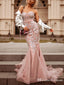 Sweetheart Hot Selling Charming Pink Organza Appliqued Long Cheap Mermaid Prom Dresses, TYP0118