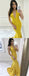Deep V-neck Yellow Prom Dresses, Mermaid Prom Dresses, Long Prom Dresses, BG0414