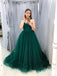 Elegant Charming Green Spaghetti Strap Sweetheart Tulle Long Cheap Formal Evening Party Prom Dresses, PDS0032