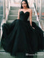 Sweetheart Chamring Newest Sleeveless Black Tulle A-line Long Cheap Formal Evening Party Prom Dresses, PDS0039