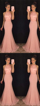 Halter Prom Dresses, Appliques Prom Dresses, Mermaid Prom Dresses, Long Prom Dresses,BG0422