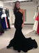 Halter Black Prom Dresses, Rhinestone Mermaid Prom Dresses, Cheap Prom Dresses, BG0421