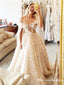 Off Shoulder Ivory Tulle Charming Long Cheap Wedding Dresses, PDS0062