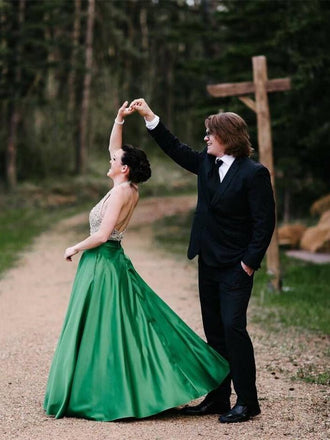 Halter Prom Dresses, Beaded Prom Dresses, Green Prom Dresses, Prom Dresses, BG0423