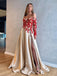 Sexy Off Shoulder Applique Long Sleeves A-line Long Prom Dresses, PDS0140