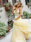 Charming Spaghetti Strap Applique Tulle A-line Long Prom Dresses, PDS0113