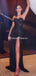 Newest Sweetheart Black Lace Side Slit Long Cheap Prom Dresses, PDS0102