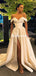 Elegant Off the shoulder A-line Slit Long Prom Dresses, PDS0109