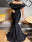 Elegant Black Off Shoulder Mermaid Long Prom Dresses, PDS0128