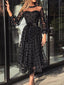 Lovely Black Long Sleeves A-line Tulle Long Prom Dresses, PDS0136