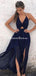 A-Line Halter Backless Navy-Blue Chiffon Prom Dresses ,Cheap Prom Dresses,PDY0431