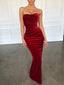 Sweetheart Red Vevert Mermaid Long Cheap Prom Dresses, PDS0089