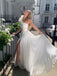 Charming One Shoulder Ivory Chiffon Side Slit Long Cheap Prom Dresses, PDS0093