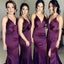 Purple Side Slit Mermaid Cheap Long Bridesmaid Dresses Online, WGY0316
