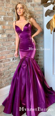New Arrival Charming Elegant Spaghetti Strap Sleeveless Mermaid Long Cheap Evening Party Prom Dresses, PDS0004