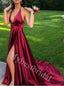 Elegant V-neck Spaghetti straps Sleeveless A-line Prom Dresses,PDS1012