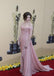 Off Shoulder Nude Chiffon Lace Long A-line Front Slit Celebrity Prom Dresses, BG0022