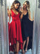 High Low V Neck Simple Cute Red Homecoming Dresses 2018, BDY0283