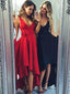 High Low V Neck Simple Cute Red Homecoming Dresses 2018, BDY0283