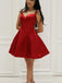 Sexy See Through Cap Sleeve Short Cheap Red Homecoming Dresses 2018,BDY0321