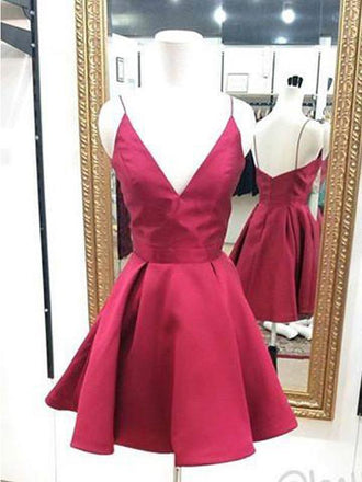 Elegant Simple Red V Neck Cheap Short Homecoming Dresses Online, BDY0266