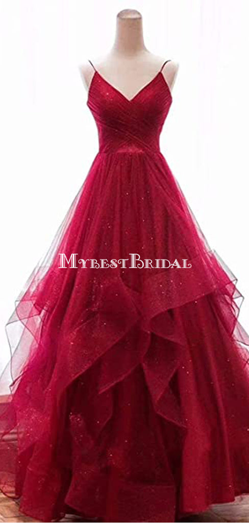 Sexy Backless Red Sparkly Long Evening Prom Dresses, Cheap Custom Party Prom Dresses, PDS0083