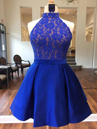 Royal Blue Halter Cheap Short Homecoming Dresses Online, BDY0330