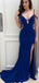 Royal Blue Mermaid Side Slit Prom Dresses, Sexy Long Prom Dresses, BG0443