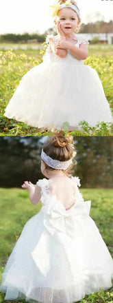 White Open Back Lace Flower Girl Dresses ,Cheap Toddler Flower Girl Dresses,FGY0206