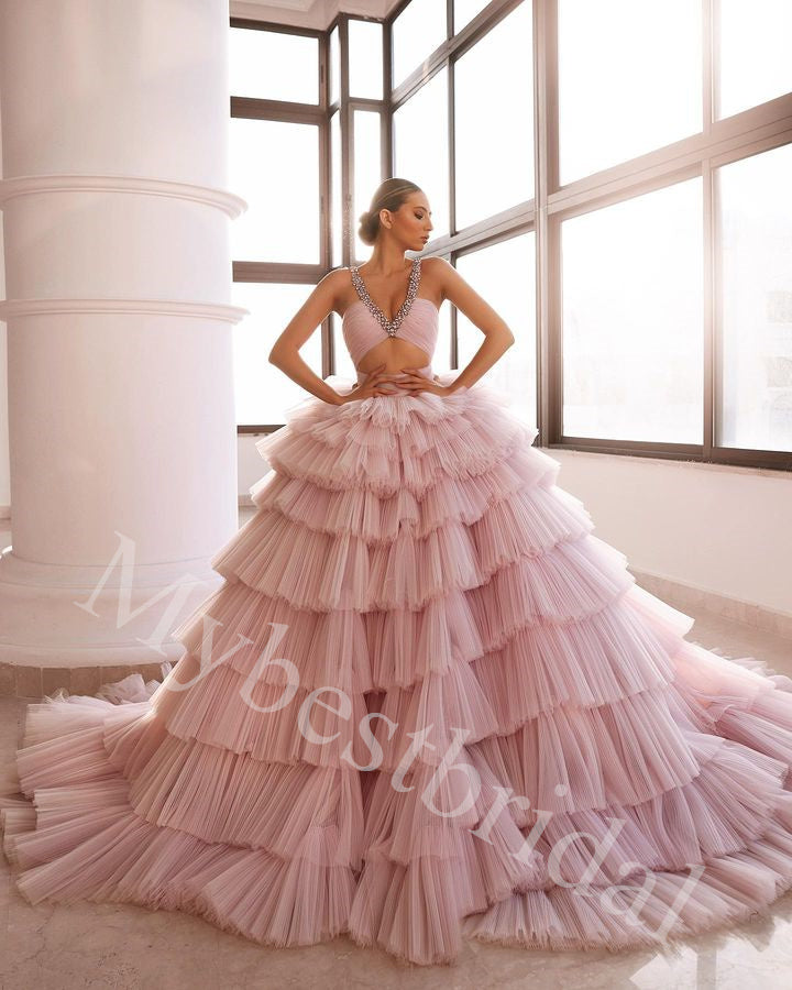Elegant V-neck Strapless Sleeveless A-line Long Prom Dress,PDS1079