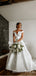 Off-The-Shoulder Simple White Satin Ball Gown Long Cheap Wedding Dresses, WDS0025