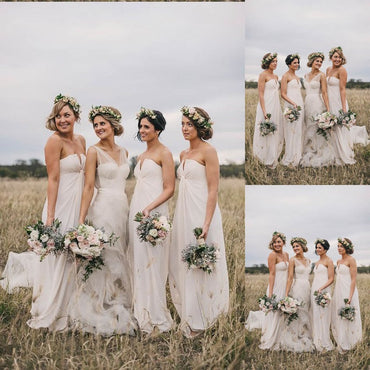 Sweetheart Long Chiffon  Sleeveless White Elegant Country Bridesmaid Dresses,Bridesmaid Gown,WGY0165