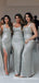 Sparkly Silver Sequin Halter Mermaid Long Cheap Bridesmaid Dresses, BDS0054
