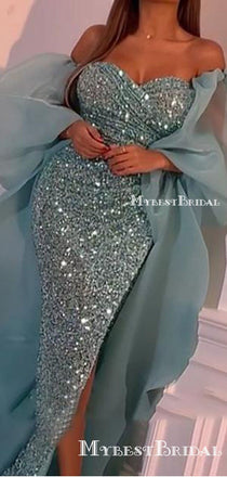 Sparkly Sweetheart Sequin Mermaid Long Cheap Formal Prom Dresses, PDS0075