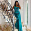 Sexy Teal Mermaid One Shoulder Cheap Long Bridesmaid Dresses,BDS0179