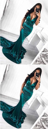 Deep V-neck Sexy Prom Dresses, Mermaid Prom Dresses, Shiny Prom Dresses, Prom Dresses, BG0412