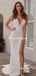 Sexy V-neck Ivory Sequin Mermiad Long Cheap Prom Dresses, PDS0086