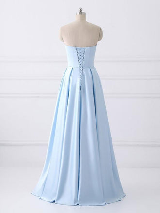 A-line Strapless Long Gold Prom Dresses with Pocket ,Cheap Prom Dresses,PDY0423