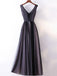 A-line V-neck Lace Appliqued Black Prom Dresses ,Cheap Prom Dresses,PDY0426