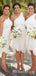 Simple White One Shoulder Sleeveless Short Chiffon Bridesmaid Dresses, TYP0031
