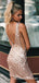 Sexy V-neck Sheath Rose Gold Sequin Short Homecoming Dresses, TYP0049