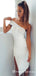 Sheath One-Shoulder White Satin  Party Homecoming Dresses with Split, TYP0022