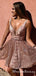Newest Sparkling Sequins Straps Short Homecoming Dresses, TYP0050