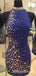 Royal Blue High Neck Tight Short Homecoming Dresses With Beaded, TYP0041