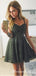 A-Line Spaghetti Straps Dark Green Short Lace Homecoming Dresses, TYP0024