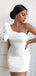 Elegant One Shoulder White Mermaid Short Cheap Homecoming Dresses, HDS0034