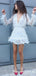 Charming V-neck Long Sleeve Sequin A-line Short Cheap Homecoming Dresses, HDS0022