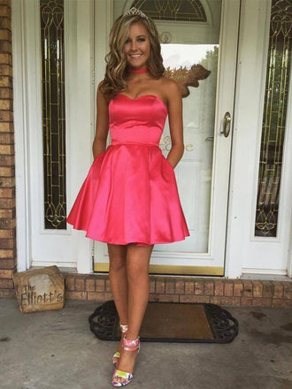 Sweetheart Simple Cute Cheap Short Red Homecoming Dresses Under 100, BDY0331